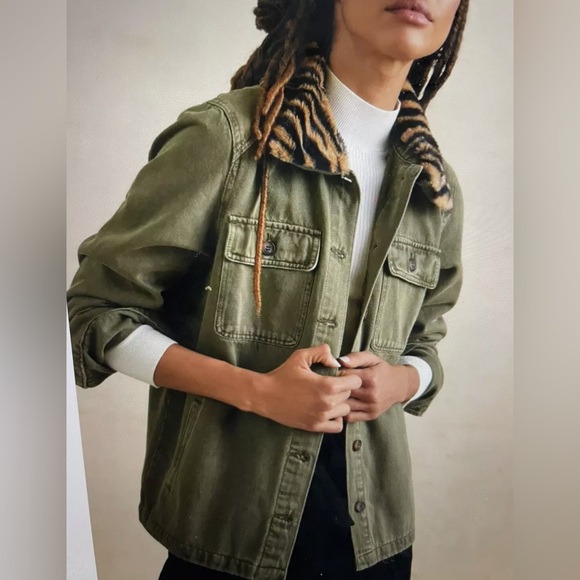 EUC Anthropologie Dear John Cazimir Utility Jacket Olive Removable Collar S - Picture 1 of 9